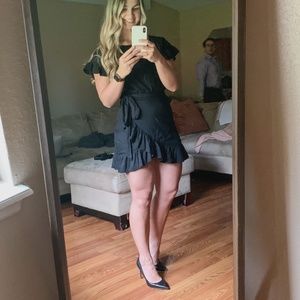 VICI Etophe Studios Black Ruffle Wrap Dress